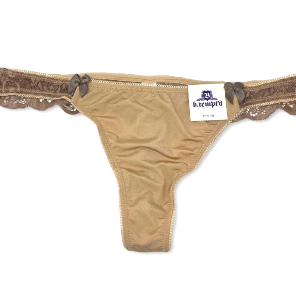 b.tempt'd by Wacoal NWT Women's Thong Panties, Beige, Size 5 S